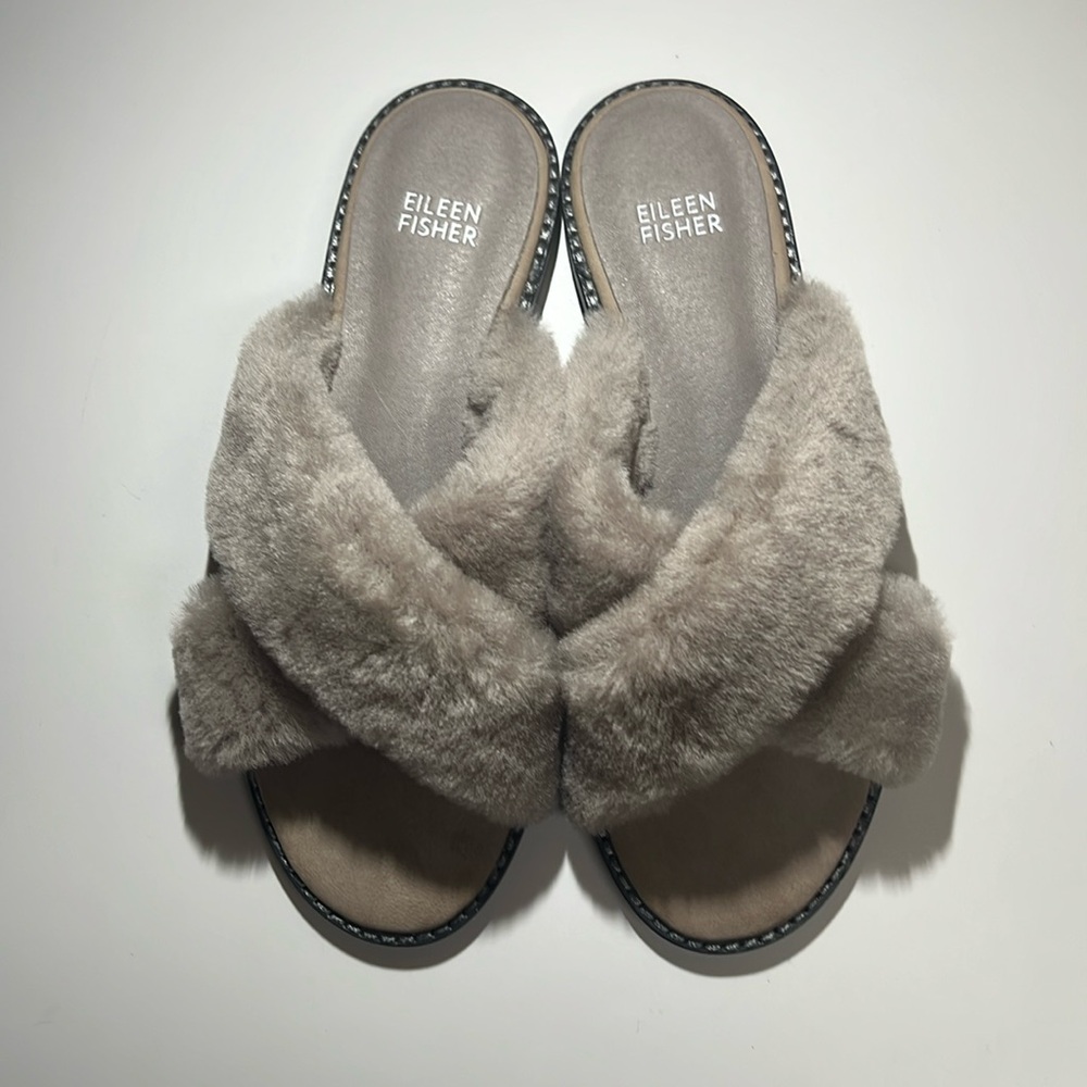 Eileen Fisher Cross Shearling Slipper Size 7.5